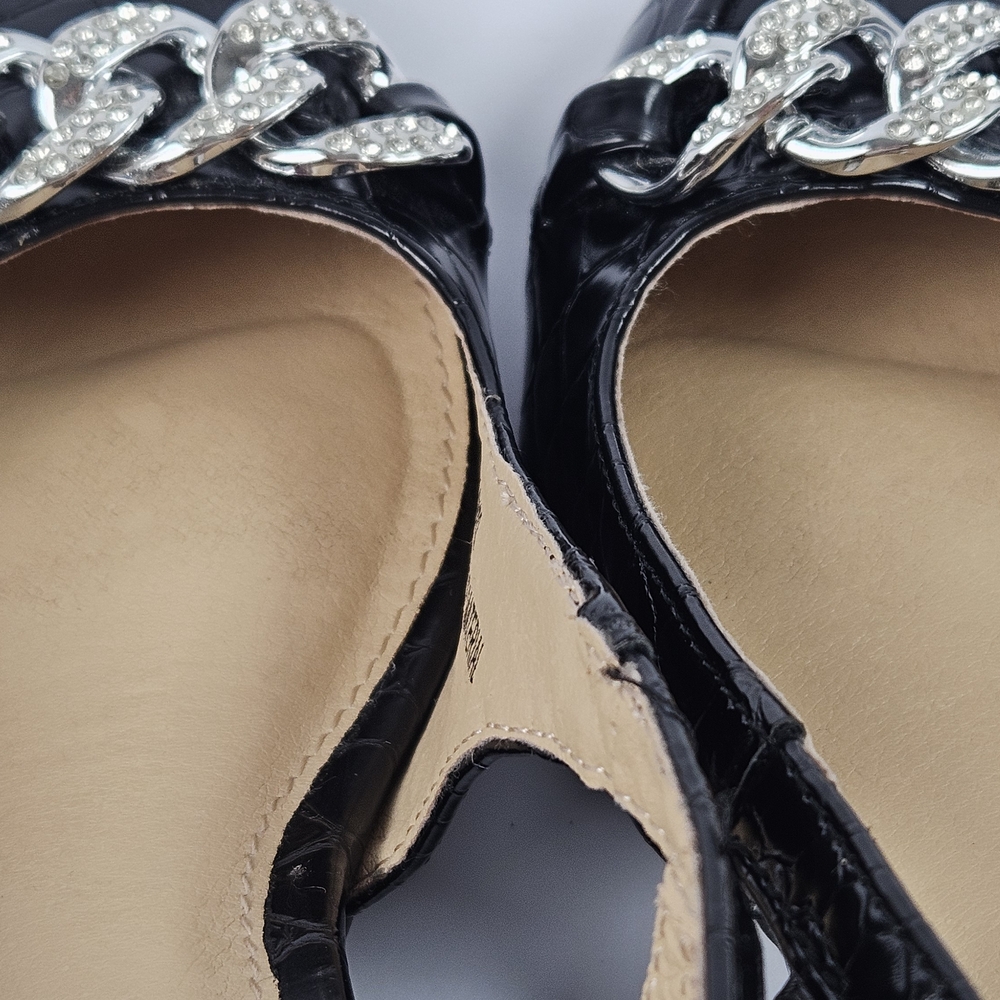 Cato Comfort Black Crocodile Slingback Heels 8M - Picture 8 of 11